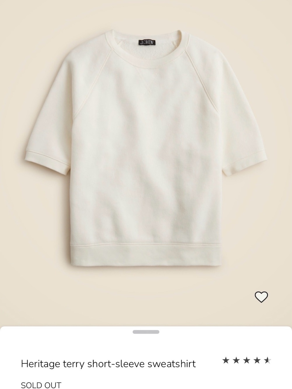 J.Crew Heritage Terry Short-Sleeve Sweatshirt - Cream